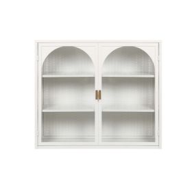 Modern Two-door Wall Cabinet With Glass Door With Three Levels Of Storage For Entrance Living Room Bathroom Dining Room, Characteristic Woven Pat