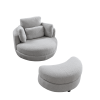 39"W Oversized Swivel Chair with moon storage ottoman for Living Room