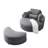 [Video] Welike Swivel Accent Barrel Modern Dark Grey Sofa Lounge Club Big Round Chair with Storage Ottoman Linen Fabric for Living Room Hotel with Pil