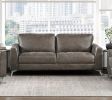 Brownish Gray Polished Microfiber Upholstery Elegant Modern Style Sofa 1pc Solid Wood Living Room Furniture Silver Finish Metal Legs