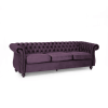 Luxurious 3-Seater Purple Velvet Sofa, Featuring a Classic Design with Modern Elegance, Perfect for Adding Sophistication and Style to Any Living Room