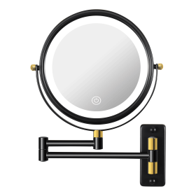 8.6" Wall Mounted Makeup Mirror with LED Lights, Double Sided 1X/10X Magnifying Mirror, 360¬∞ Swivel Bathroom Vanity Mirror with Extension Arm