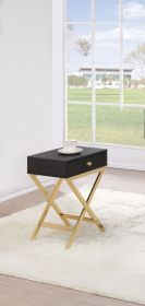 Coleen Black & Brass Finish Accent Table