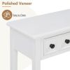 TREXM Rustic Console Table with Open Shelf, Rubber Wood Legs, Ideal for Entryways, Living Rooms, and Hallways (White)