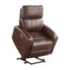 Power Lift Chair Brown Breathable Faux Leather Upholstery Transitional Living Room Furniture 1pc Power Reclining Motion