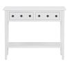 TREXM Rustic Console Table with Open Shelf, Rubber Wood Legs, Ideal for Entryways, Living Rooms, and Hallways (White)