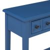 TREXM Rustic Console Table with Open Shelf, Rubber Wood Legs, Ideal for Entryways, Living Rooms, and Hallways (Navy)