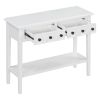 TREXM Rustic Console Table with Open Shelf, Rubber Wood Legs, Ideal for Entryways, Living Rooms, and Hallways (White)