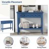 TREXM Rustic Console Table with Open Shelf, Rubber Wood Legs, Ideal for Entryways, Living Rooms, and Hallways (Navy)