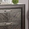 Espresso Color 1pc Nightstand V-Shape Plank Design Bedroom Furniture Bedside Table Nickel Bar Pull Solidwood 2- Storage Drawers