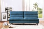 Casual Living Room Furniture 1pc Elegant Lounger Blue Textured Fabric Upholstered Sleeper Sofa Multifunctional
