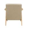 Modern Home Furniture Light Brown Fabric Upholstered 1pc Accent Chair Cushion Back and Seat Natural Finish Solid Rubber Wood Furniture