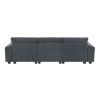 96*35''Chenille Sectional Sofa with Bluetooth Speaker,Comfy Cloud Couch Set with Drop Down Table,Cup Holders,USB Charger,Storage Armrest