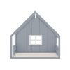 Full Size Wood House Bed with Window and Fence, Gray(Old SKU: WF304147AAE)