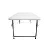 Techni Home 4 FT Granite White Adjustable Height Folding Table with Easy-Carry Handle