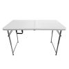 Techni Home 4 FT Granite White Adjustable Height Folding Table with Easy-Carry Handle