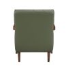 Modern Style Accent Chair Green Leather Upholstered Tufted Detail Walnut Finish Wood Furniture 1pc