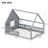 Full Size Wood House Bed with Window and Fence, Gray(Old SKU: WF304147AAE)
