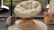 40" Ergonomic Wicker Chair with Cloud Thick Density Fabric Cushion,3-proof Cover,High Capacity Iron Frame,Fluid 360 Degree Swivel for Reading