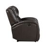 Modern Living Room Furniture 1pc Power Reclining Chair Brown Faux Leather Upholstery Plush Seating Solid Wood Frame