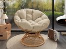 40" Ergonomic Wicker Chair with Cloud Thick Density Fabric Cushion,3-proof Cover,High Capacity Iron Frame,Fluid 360 Degree Swivel for Reading
