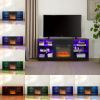 TV Stand Electric Fireplace TV Stand with Glass Shelves