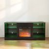 TV Stand Electric Fireplace TV Stand with Glass Shelves