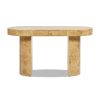Jesse 55.5" Single Drawer Oval Computer Desk, Warm Natural Brown Burl Wood