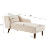 Modern Chaise Lounge Chair Velvet Upholstery (Beige)