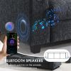 96*35''Chenille Sectional Sofa with Bluetooth Speaker,Comfy Cloud Couch Set with Drop Down Table,Cup Holders,USB Charger,Storage Armrest