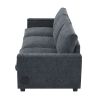 96*35''Chenille Sectional Sofa with Bluetooth Speaker,Comfy Cloud Couch Set with Drop Down Table,Cup Holders,USB Charger,Storage Armrest