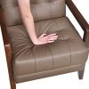 Modern Style Accent Chair Brown Leather Upholstered Tufted Detail Walnut Finish Wood Furniture 1pc