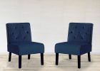 Reese 53" 2Piece Living Room Armless Button Tufted Pattern Accent Chair with Velvet Fabric and Premium High Density Foam Cushion, Dark Blue