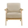 Modern Home Furniture Light Brown Fabric Upholstered 1pc Accent Chair Cushion Back and Seat Natural Finish Solid Rubber Wood Furniture