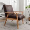 25.38'' Wide Classic Mid-Century Modern Arm Chair, Dark Brown