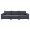 96*35''Chenille Sectional Sofa with Bluetooth Speaker,Comfy Cloud Couch Set with Drop Down Table,Cup Holders,USB Charger,Storage Armrest