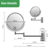 8-inch Wall Mounted Makeup Vanity Mirror, 1X / 7X Magnification Mirror, 360¬∞ Swivel with Extension Arm (Chrome Finish)