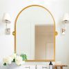 24"x31" Modern Arch-Top Metal Framed Golden Pivoted Bathroom Vanity Mirror Bathroom Vanity Mirror for Bedroom Entryway, Living/Dressing Room