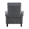 1pc Push Back Reclining Chair Plush Pillowtop Arms Gray Chenille Fabric Upholstery Solid Wood Modern Living Room Furniture