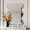 Wall Mirror 30x35 Inch Black Rectangular Mirror with 2 Wavy Sides Metal Framed Mirror Vanity Mirror Dressing Mirror, for Bathroom, Living Room