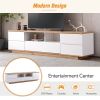 Modern TV stand for TVs up to 80'' , Media Console with Multi-Functional Storage, Entertainment Center with Door Rebound Device