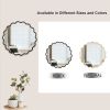 Solid Wood Wavy Mirror-Black Vanity Mirror Wall Decor 36" x 36" Modern Mirror Wall Decor for Bathroom, Bedroom, Living Room, Dining Room, Cloakroom