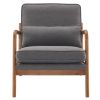 Oak Armrest Oak Upholstered Single Lounge Chair Indoor Lounge Chair Dark Grey