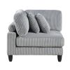 6pc Modular Sectional Set Gray Corduroy Upholstery 2x Armless Chairs 2x Corner Seats 2x Ottomans Pillows Living Room Furniture