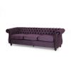 Luxurious 3-Seater Purple Velvet Sofa, Featuring a Classic Design with Modern Elegance, Perfect for Adding Sophistication and Style to Any Living Room