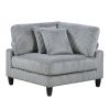 5pc Modular Sectional Set Gray Corduroy Upholstery 2x Armless Chairs 3x Corner Seats Soft Pillows Living Room Furniture
