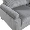 6pc Modular Sectional Set Gray Corduroy Upholstery 2x Armless Chairs 2x Corner Seats 2x Ottomans Pillows Living Room Furniture