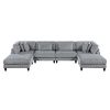6pc Modular Sectional Set Gray Corduroy Upholstery 2x Armless Chairs 2x Corner Seats 2x Ottomans Pillows Living Room Furniture