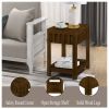 25'' Rectangular Farmhouse End Table with Storage Shelf, Sofa Side Table with Solid Wood Legs for Living Room, Bedroom, Office, Walnut