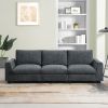 96*35''Chenille Sectional Sofa with Bluetooth Speaker,Comfy Cloud Couch Set with Drop Down Table,Cup Holders,USB Charger,Storage Armrest